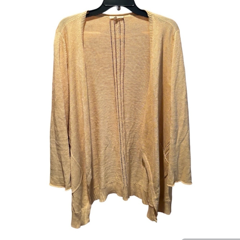 Eileen Fisher Petite Linen Cardigan in Mustard Petite Medium